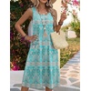 Zeagoo Womens Summer Midi Dresses 2026 Casual Sleeveless Tank Sundresses A Line Crewneck Beach Vacation Dress with Pockets(Blue Pattern-pa169)