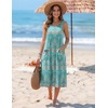 Zeagoo Womens Summer Midi Dresses 2026 Casual Sleeveless Tank Sundresses A Line Crewneck Beach Vacation Dress with Pockets(Blue Pattern-pa169)