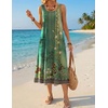 Zeagoo Womens Summer Midi Dresses 2026 Casual Sleeveless Tank Sundresses A Line Crewneck Beach Vacation Dress with Pockets(Green Floral-pa171)