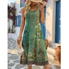 Zeagoo Womens Summer Midi Dresses 2026 Casual Sleeveless Tank Sundresses A Line Crewneck Beach Vacation Dress with Pockets(Green Floral-pa171)