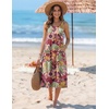 Zeagoo Womens Summer Midi Dresses 2026 Casual Sleeveless Tank Sundresses A Line Crewneck Beach Vacation Dress with Pockets(Green Leaf-zw392)