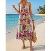 Zeagoo Womens Summer Midi Dresses 2026 Casual Sleeveless Tank Sundresses A Line Crewneck Beach Vacation Dress with Pockets(Green Leaf-zw392)