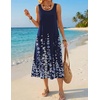 Zeagoo Womens Summer Midi Dresses 2026 Casual Sleeveless Tank Sundresses A Line Crewneck Beach Vacation Dress with Pockets(Navy Blue Floral-sf119)