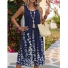 Zeagoo Womens Summer Midi Dresses 2026 Casual Sleeveless Tank Sundresses A Line Crewneck Beach Vacation Dress with Pockets(Navy Blue Floral-sf119)