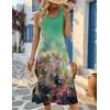 Zeagoo Womens Summer Midi Dresses 2026 Casual Sleeveless Tank Sundresses A Line Crewneck Beach Vacation Dress with Pockets(Oil Painting-cx322)