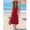 Zeagoo Womens Summer Midi Dresses 2026 Casual Sleeveless Tank Sundresses A Line Crewneck Beach Vacation Dress with Pockets(Red-tr)