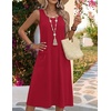 Zeagoo Womens Summer Midi Dresses 2026 Casual Sleeveless Tank Sundresses A Line Crewneck Beach Vacation Dress with Pockets(Red-tr)