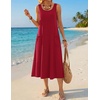 Zeagoo Womens Summer Midi Dresses 2026 Casual Sleeveless Tank Sundresses A Line Crewneck Beach Vacation Dress with Pockets(Red-tr)