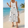 Zeagoo Womens Summer Midi Dresses 2026 Casual Sleeveless Tank Sundresses A Line Crewneck Beach Vacation Dress with Pockets(White Floral-dh6)