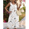 Zeagoo Womens Summer Midi Dresses 2026 Casual Sleeveless Tank Sundresses A Line Crewneck Beach Vacation Dress with Pockets(White Floral-dh6)