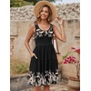Zeagoo Womens Summer Sundress Boho Floral Casual Tank Dresses with Pockets Sleeveless Tiered Swing A Line Beach Dress(Black Floral)
