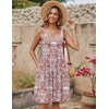 Zeagoo Womens Summer Sundress Boho Floral Casual Tank Dresses with Pockets Sleeveless Tiered Swing A Line Beach Dress(White Red Floral)