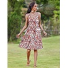 Zeagoo Womens Summer Sundress Boho Floral Casual Tank Dresses with Pockets Sleeveless Tiered Swing A Line Beach Dress(White Red Floral)