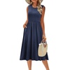 Zeagoo Women’s Summer Tank Midi Dress with Pockets Floral Sleeveless A-Line Casual Loose T-Shirt Dresses Beach Sundress 2026(01-blue Round Dot)