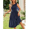 Zeagoo Women’s Summer Tank Midi Dress with Pockets Floral Sleeveless A-Line Casual Loose T-Shirt Dresses Beach Sundress 2026(01-blue Round Dot)