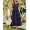 Zeagoo Women’s Summer Tank Midi Dress with Pockets Floral Sleeveless A-Line Casual Loose T-Shirt Dresses Beach Sundress 2026(01-blue Round Dot)
