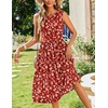 Zeagoo Women’s Summer Tank Midi Dress with Pockets Floral Sleeveless A-Line Casual Loose T-Shirt Dresses Beach Sundress 2026(01-red Floral)