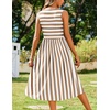 Zeagoo Women’s Summer Tank Midi Dress with Pockets Floral Sleeveless A-Line Casual Loose T-Shirt Dresses Beach Sundress 2026(Apricot White Stripe)