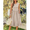 Zeagoo Women’s Summer Tank Midi Dress with Pockets Floral Sleeveless A-Line Casual Loose T-Shirt Dresses Beach Sundress 2026(Apricot White Stripe)