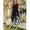 Zeagoo Women’s Summer Tank Midi Dress with Pockets Floral Sleeveless A-Line Casual Loose T-Shirt Dresses Beach Sundress 2026(Black Small Floral)