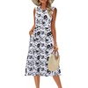 Zeagoo Women’s Summer Tank Midi Dress with Pockets Floral Sleeveless A-Line Casual Loose T-Shirt Dresses Beach Sundress 2026(Black White Floral)