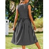 Zeagoo Women’s Summer Tank Midi Dress with Pockets Floral Sleeveless A-Line Casual Loose T-Shirt Dresses Beach Sundress 2026(Black+white Stripe)