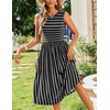 Zeagoo Women’s Summer Tank Midi Dress with Pockets Floral Sleeveless A-Line Casual Loose T-Shirt Dresses Beach Sundress 2026(Black+white Stripe)