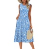 Zeagoo Women’s Summer Tank Midi Dress with Pockets Floral Sleeveless A-Line Casual Loose T-Shirt Dresses Beach Sundress 2026(Blue Small Floral)