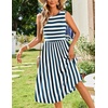 Zeagoo Women’s Summer Tank Midi Dress with Pockets Floral Sleeveless A-Line Casual Loose T-Shirt Dresses Beach Sundress 2026(Blue+white Stripe)