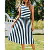 Zeagoo Women’s Summer Tank Midi Dress with Pockets Floral Sleeveless A-Line Casual Loose T-Shirt Dresses Beach Sundress 2026(Blue+white Stripe)