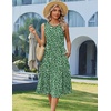 Zeagoo Women’s Summer Tank Midi Dress with Pockets Floral Sleeveless A-Line Casual Loose T-Shirt Dresses Beach Sundress 2026(Green Print)