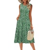Zeagoo Women’s Summer Tank Midi Dress with Pockets Floral Sleeveless A-Line Casual Loose T-Shirt Dresses Beach Sundress 2026(Green Print)