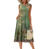 Zeagoo Women’s Summer Tank Midi Dress with Pockets Floral Sleeveless A-Line Casual Loose T-Shirt Dresses Beach Sundress 2026(Green Printed)