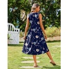 Zeagoo Women’s Summer Tank Midi Dress with Pockets Floral Sleeveless A-Line Casual Loose T-Shirt Dresses Beach Sundress 2026(Navy Floral)