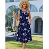Zeagoo Women’s Summer Tank Midi Dress with Pockets Floral Sleeveless A-Line Casual Loose T-Shirt Dresses Beach Sundress 2026(Navy Floral)