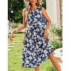 Zeagoo Women’s Summer Tank Midi Dress with Pockets Floral Sleeveless A-Line Casual Loose T-Shirt Dresses Beach Sundress 2026(Navy White Floral)