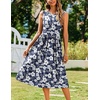 Zeagoo Women’s Summer Tank Midi Dress with Pockets Floral Sleeveless A-Line Casual Loose T-Shirt Dresses Beach Sundress 2026(Navy White Floral)