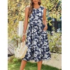 Zeagoo Women’s Summer Tank Midi Dress with Pockets Floral Sleeveless A-Line Casual Loose T-Shirt Dresses Beach Sundress 2026(Navy White Floral)
