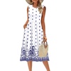 Zeagoo Women’s Summer Tank Midi Dress with Pockets Floral Sleeveless A-Line Casual Loose T-Shirt Dresses Beach Sundress 2026(White Boho Print)