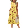 Zeagoo Women’s Summer Tank Midi Dress with Pockets Floral Sleeveless A-Line Casual Loose T-Shirt Dresses Beach Sundress 2026(Yellow Print)