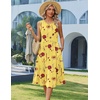 Zeagoo Women’s Summer Tank Midi Dress with Pockets Floral Sleeveless A-Line Casual Loose T-Shirt Dresses Beach Sundress 2026(Yellow Print)