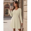 Zeagoo Women’s Sweater Dress Ribbed Knit V Neck Short Casual Dress(Apricot)
