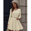 Zeagoo Women’s Sweater Dress Ribbed Knit V Neck Short Casual Dress(Apricot)