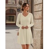 Zeagoo Women’s Sweater Dress Ribbed Knit V Neck Short Casual Dress(Apricot)