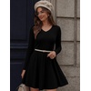 Zeagoo Women’s Sweater Dress Ribbed Knit V Neck Short Casual Dress(Black)