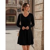 Zeagoo Women’s Sweater Dress Ribbed Knit V Neck Short Casual Dress(Black)