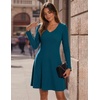 Zeagoo Women’s Sweater Dress Ribbed Knit V Neck Short Casual Dress(Blue)