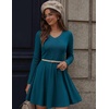 Zeagoo Women’s Sweater Dress Ribbed Knit V Neck Short Casual Dress(Blue)