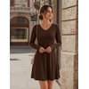 Zeagoo Women’s Sweater Dress Ribbed Knit V Neck Short Casual Dress(Coffee)
