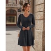 Zeagoo Women’s Sweater Dress Ribbed Knit V Neck Short Casual Dress(Dark Grey)
